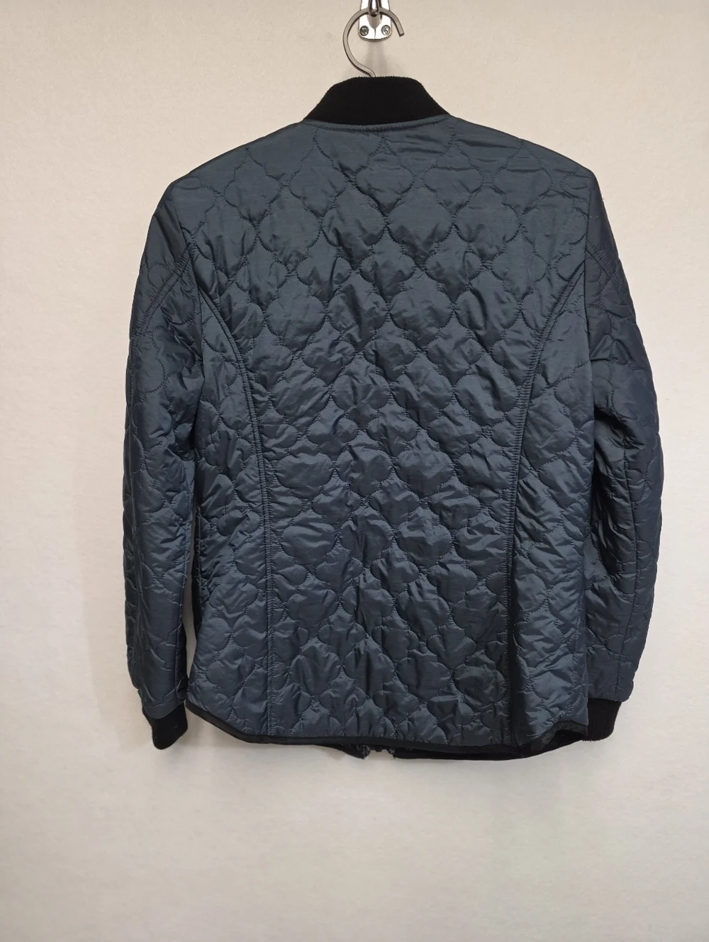 Bernardo Womens Reversible Floral Quilted Bomber Jacket Reverse Blue/gray M